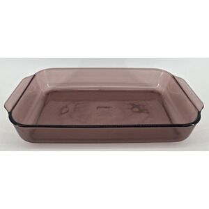 Vintage Pyrex Visions #233-R Cranberry Glass Casserole Dish 13x 9x 2 3 Qt